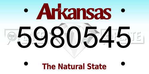 5980545 Arkansas License Plate