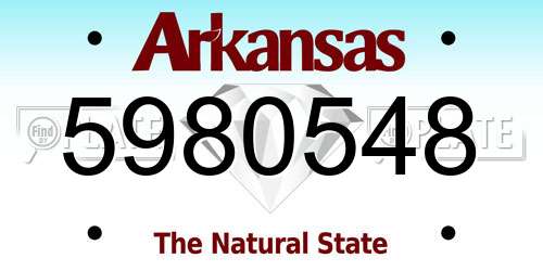 5980548 Arkansas License Plate