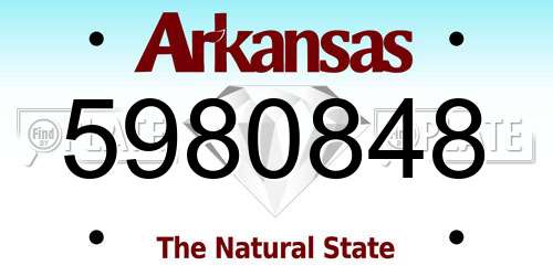 5980848 Arkansas License Plate