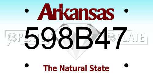 598B47 Arkansas License Plate
