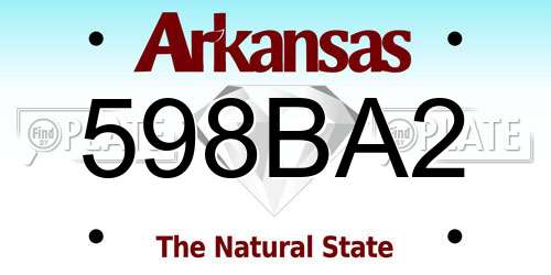 598BA2 Arkansas License Plate