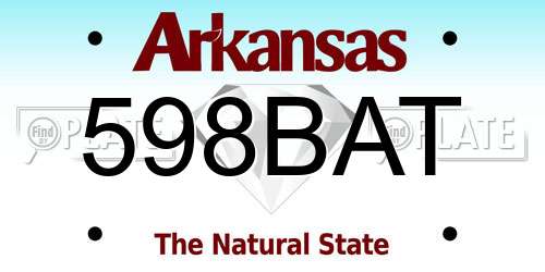 598BAT Arkansas License Plate