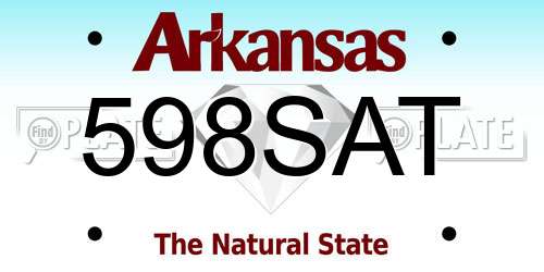 598SAT Arkansas License Plate