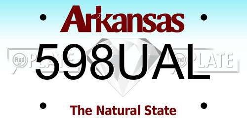598UAL Arkansas License Plate
