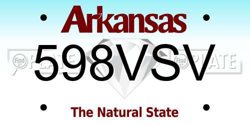598VSV Arkansas License Plate