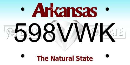 598VWK Arkansas License Plate