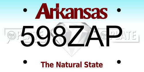 598ZAP Arkansas License Plate