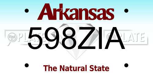 598ZIA Arkansas License Plate