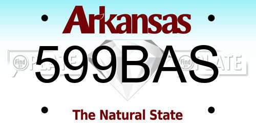 599BAS Arkansas License Plate