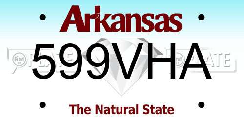 599VHA Arkansas License Plate