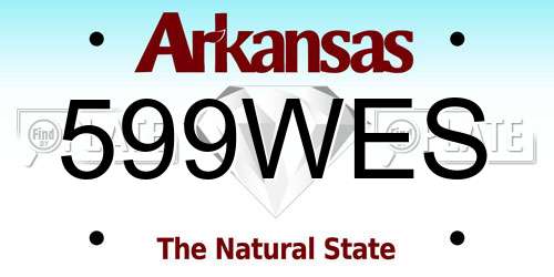 599WES Arkansas License Plate
