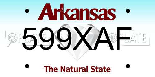 599XAF Arkansas License Plate