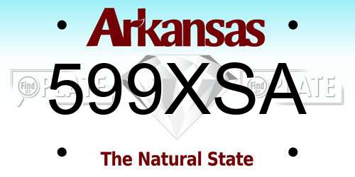 599XSA Arkansas License Plate