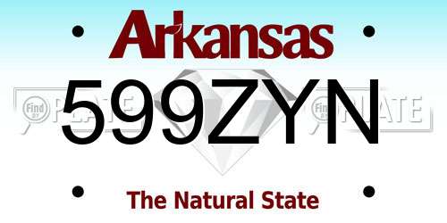 599ZYN Arkansas License Plate