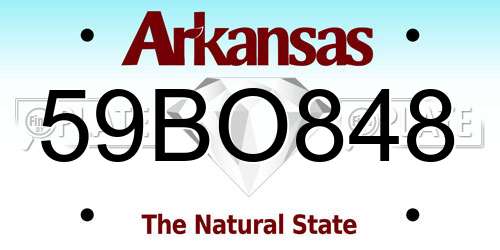 59BO848 Arkansas License Plate