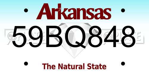 59BQ848 Arkansas License Plate