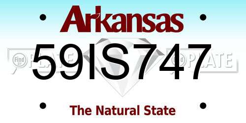 59IS747 Arkansas License Plate