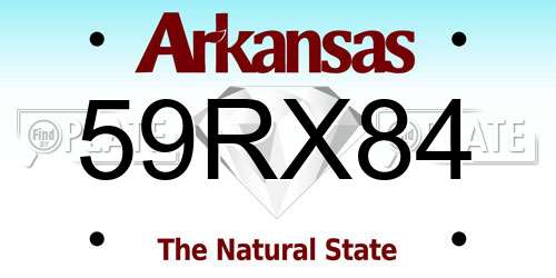 59RX84 Arkansas License Plate