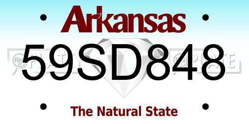 59SD848 Arkansas License Plate