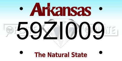 59ZI009 Arkansas License Plate