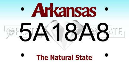 5A18A8 Arkansas License Plate
