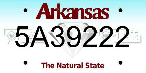 5A39222 Arkansas License Plate