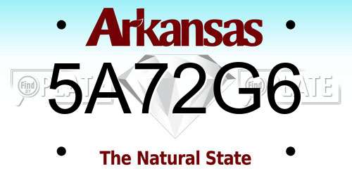 5A72G6 Arkansas License Plate