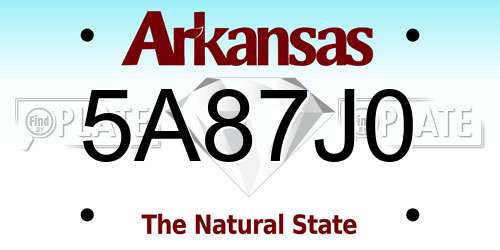 5A87J0 Arkansas License Plate