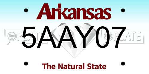 5AAY07 Arkansas License Plate