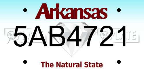 5AB4721 Arkansas License Plate