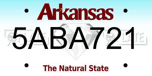 5ABA721 Arkansas License Plate