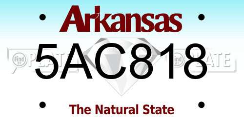 5AC818 Arkansas License Plate