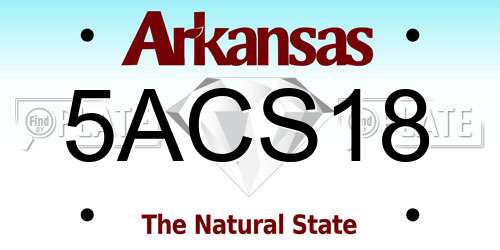 5ACS18 Arkansas License Plate