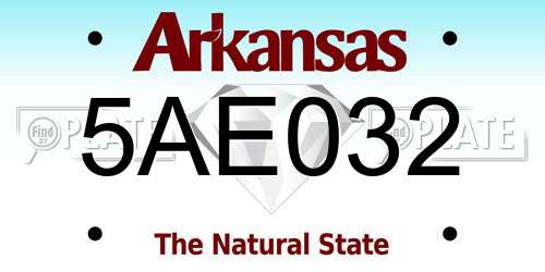 5AE032 Arkansas License Plate