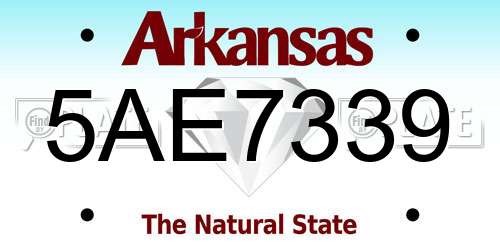5AE7339 Arkansas License Plate