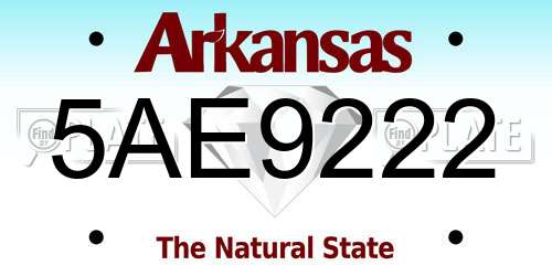 5AE9222 Arkansas License Plate