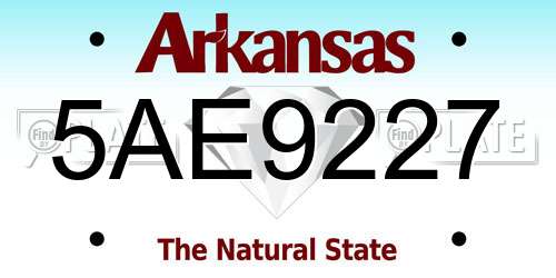 5AE9227 Arkansas License Plate
