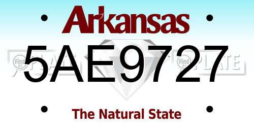 5AE9727 Arkansas License Plate