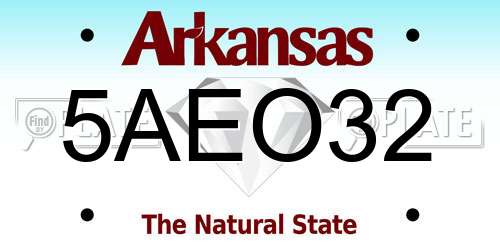 5AEO32 Arkansas License Plate