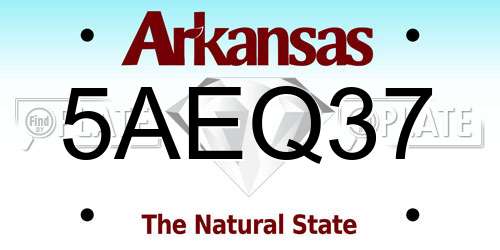 5AEQ37 Arkansas License Plate