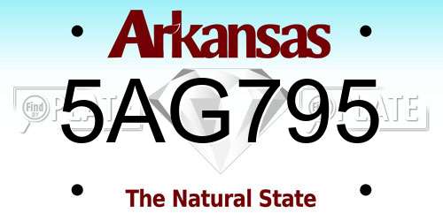 5AG795 Arkansas License Plate