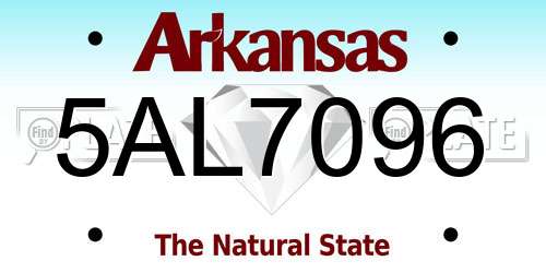 5AL7096 Arkansas License Plate