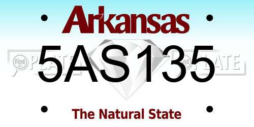 5AS135 Arkansas License Plate