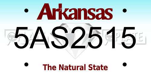 5AS2515 Arkansas License Plate
