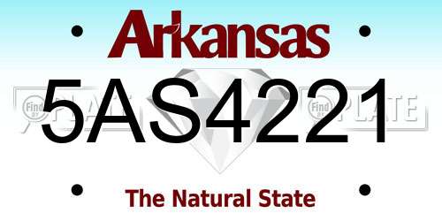5AS4221 Arkansas License Plate