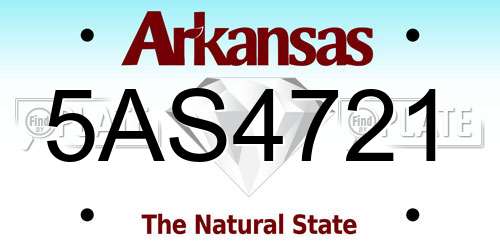 5AS4721 Arkansas License Plate