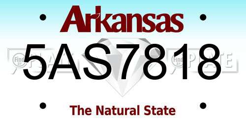 5AS7818 Arkansas License Plate