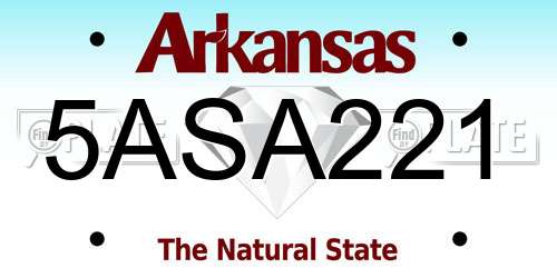 5ASA221 Arkansas License Plate