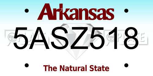 5ASZ518 Arkansas License Plate