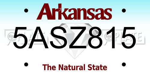 5ASZ815 Arkansas License Plate